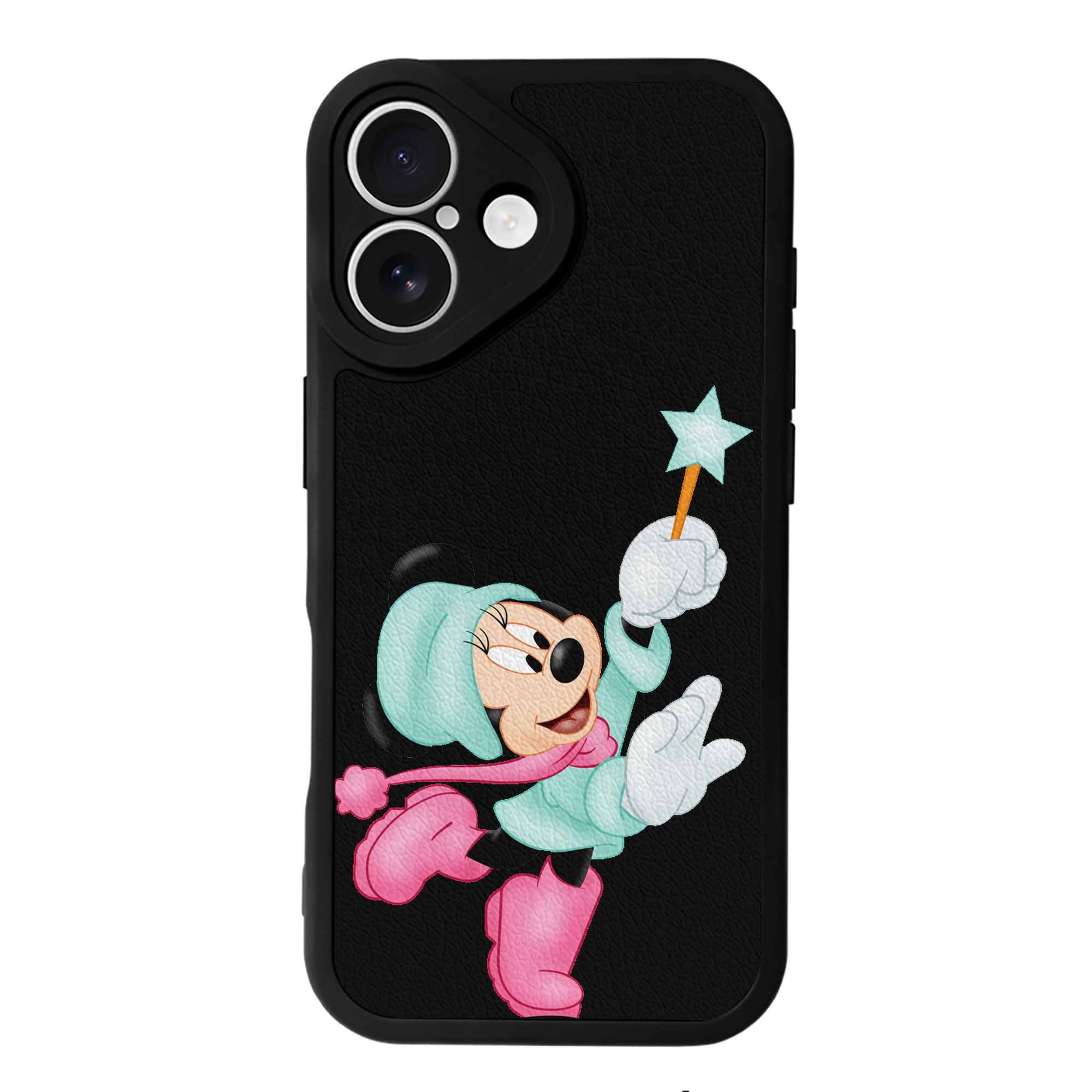 （画像用） ミッキーマウス Mickey Mouse 【iPhone 16シリーズ対応】シリコンスマホケース（レザー調） 材質：シリコン